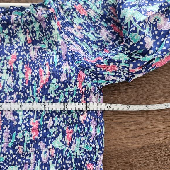 Poupette St Barth Smock Top M/L Off Shoulders Floral Cropped Beach Resortwear - Picture 7 of 8